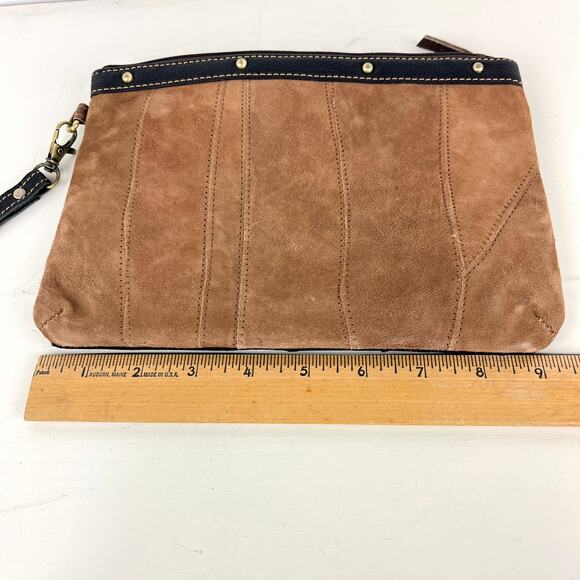 Vaan & Co Small Black  Brown Pieced Leather Wristlet Bag - Picture 4 of 6